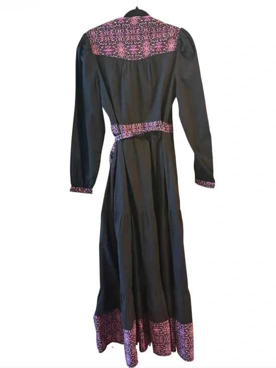 Allison New York Madison Full Wrap Black & Purple Maxi Dress Size Medium - Picture 6 of 9